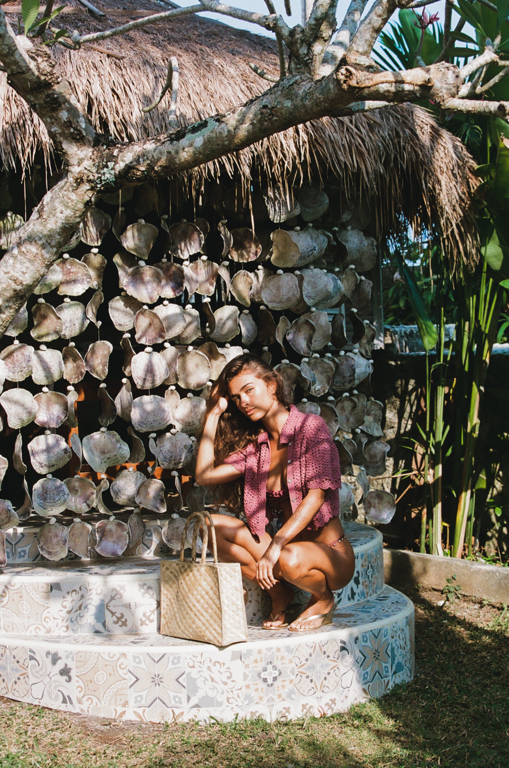 Java Crochet Shirt- Rosewood